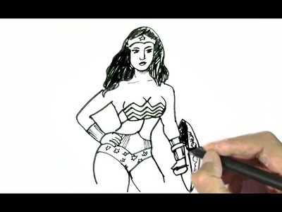 How to draw Wonder Woman- in easy steps for children. beginners