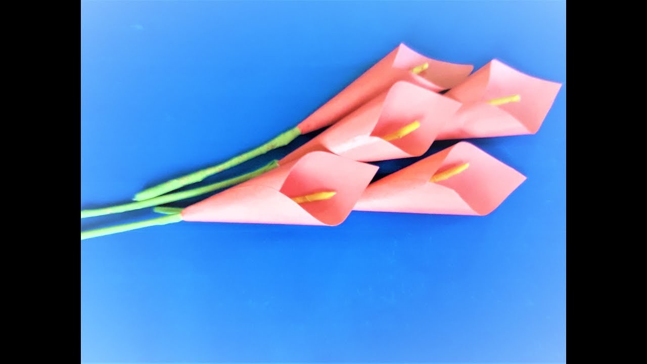 How to make calla lily paper flower - origami calla lily flower ...