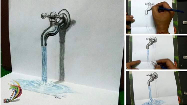 Hyper Realistic Drawing Of Water Tap (Time Lapse) - 3D Art 4 You