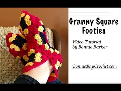 Granny Square Slippers, tutorial by Bonnie Barker