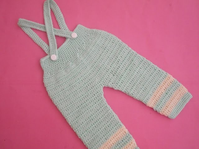 How to crochet an EASY baby romper. onesie pant with suspenders tutorial 2