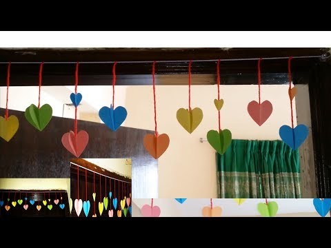 How To Make DoorWall Hanging Decoration | Diy Home Decor Ideas - Paper Heart Door Decor