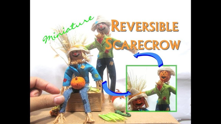 Scarecrow Fabric No Sew Tutorial Dollhouse Miniature with Reversible Heads