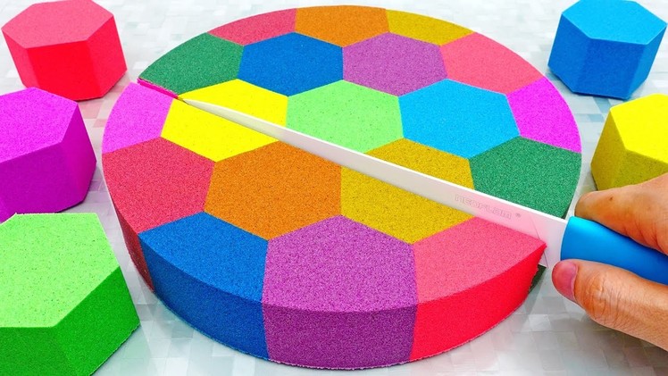 DIY How to make Kinetic Sand Cake Rainbow Honeycomb Learn Colors