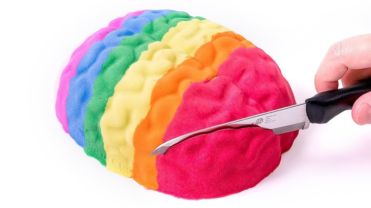 DIY How to Make 'Kinetic Sand Colors Human Brain Cake' Baby Learn Colors Glitter Sand Ice Cream