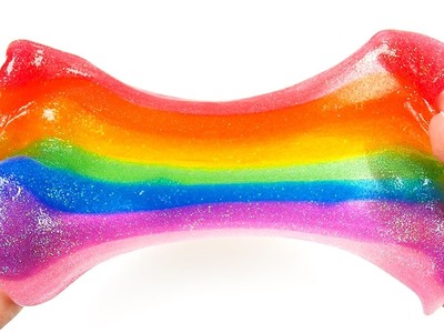 DIY How to Make Rainbow Glitter Slime Ice Cream Popsicle Learn Colors for Kids Children