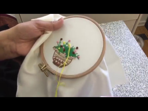 Hand Embroidery easy stitch how to make Basket stitch with flower