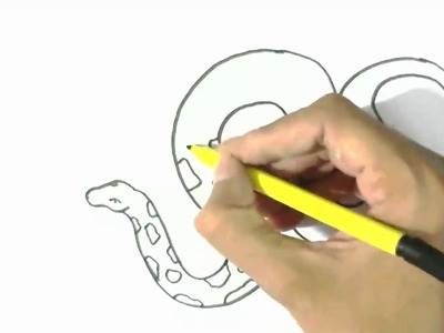 How to draw a Python, Big snake - in easy steps for children. beginners