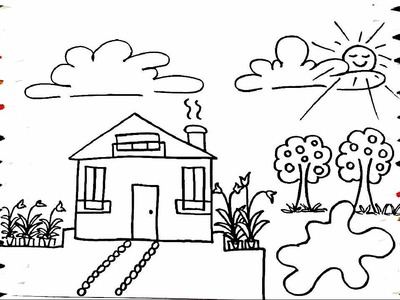 How To Draw and Paint Kids Playhouse - Learning Coloring Pages - Videos for Children - Learn Colors