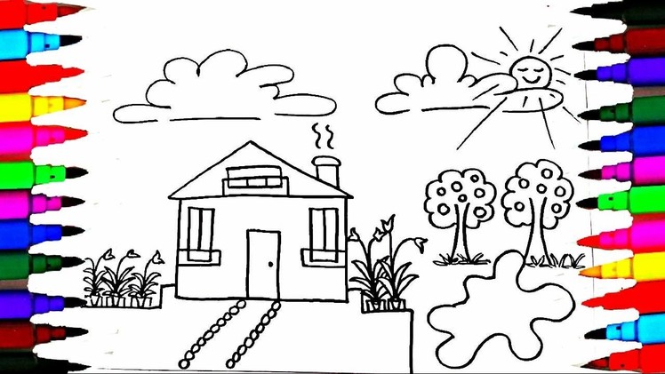 How To Draw and Paint Kids Playhouse - Learning Coloring Pages - Videos for Children - Learn Colors