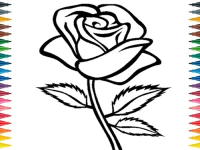 How to Draw Rose for Kids Draw Rose Flower Learn Colors With Flower Coloring Page Rose