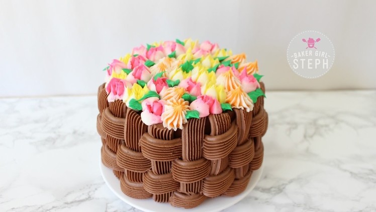 HOW TO MAKE A FLORAL BASKET CAKE WITH RUSSIAN PIPING TIPS