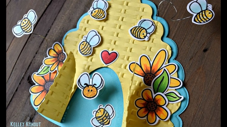 How to make a Hive Shaped Card using Honey Bee Stamps Hive Card Dies