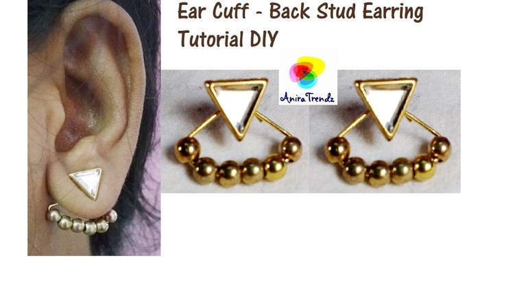 How To make Back Stud Earring Beaded | Eye Pin | I Pin | Ear Cuff | Tutorial | DIY | At Home