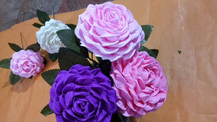 How to make  easy and simple paper flower by crepe paper