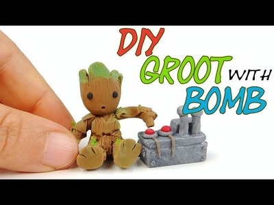 HOW TO MAKE GROOT Guardians of the Galaxy 2 Miniature polymer clay tutorial diy craft
