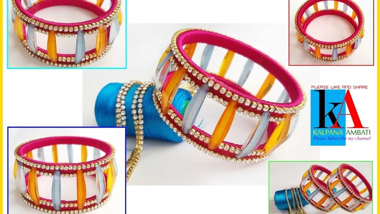 How to make Jeans Top Silk Thread Bangles with glass cut beads silk thread bangles