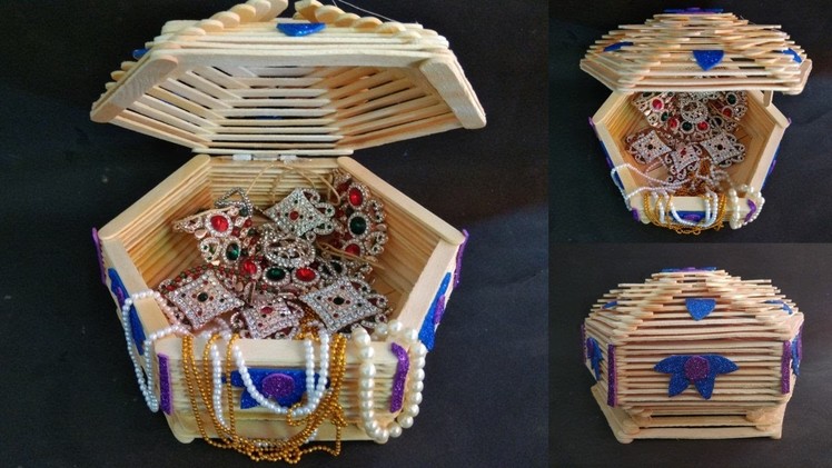 How to make jewelry box |  popsicle stick crafts | Diy | Ice cream stick craft