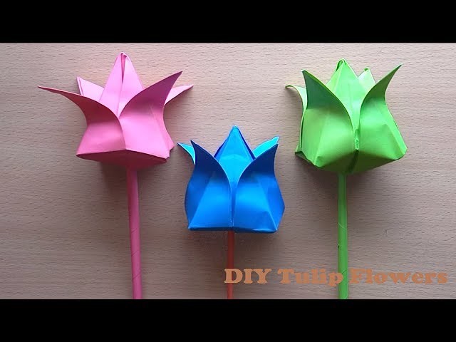 How to make paper Beautiful Tulip Flowers for Home - Origami Tulips ...