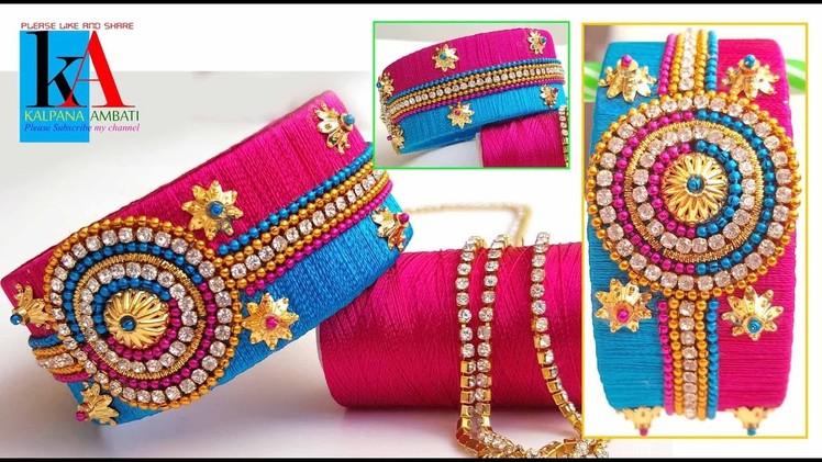 How to make silk thread bangle. kada 2 colour wraping silk thread bangles. kada