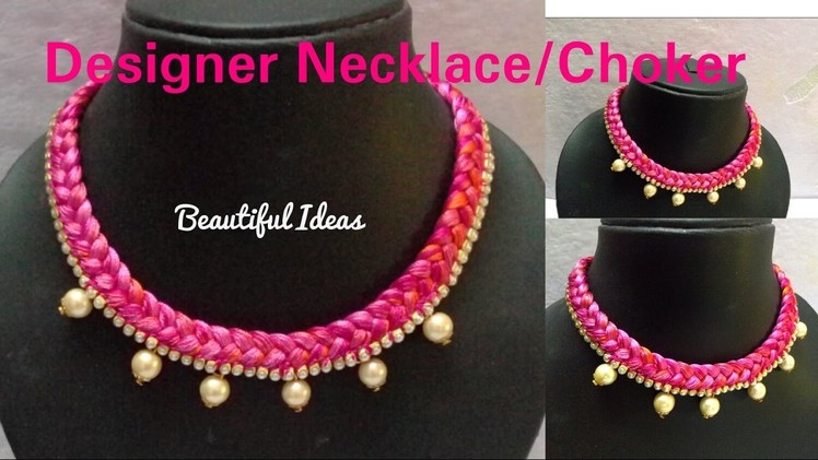 How to Make Silk thread Designer Necklace. Choker at Home. Tutorial. 