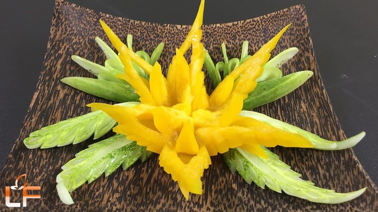 How To Make Yellow Bell Pepper Carving Garnish - Art In Vegetable Carving