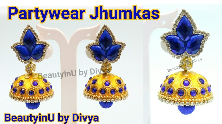 Partywear Jhumkas | How to make Designer Silk Thread Earrings at Home | Silk Thread Jewellery