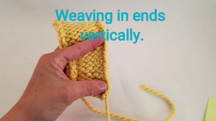 Weaving ends vertically in knitting.