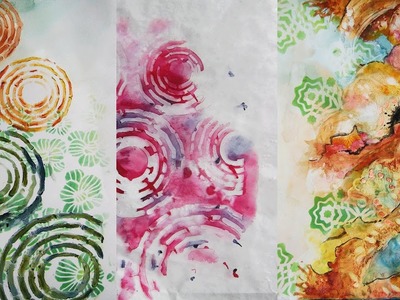 Art Journal Tutorial #3 Stenciling with Distress Crayons, Gesso, Alchohol Inks.