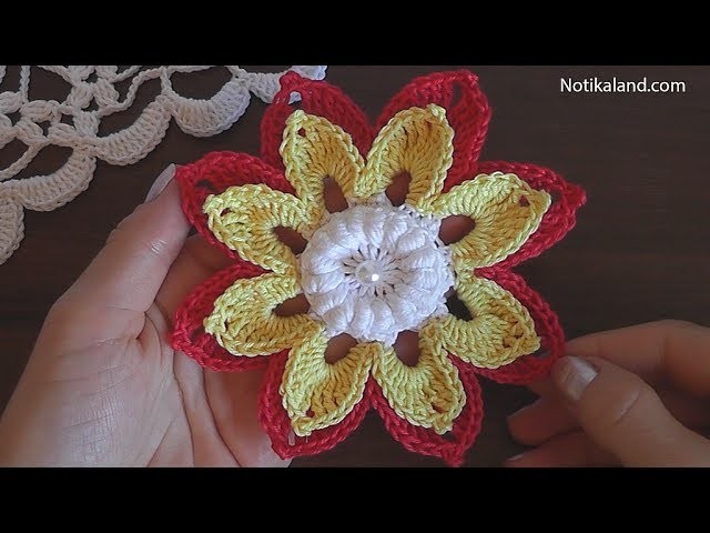 Crochet Flower Tutorial #6 How to crochet flower 3d