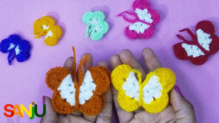 CrochetBySANJU: How to make a lovely Butterfly with crochet.