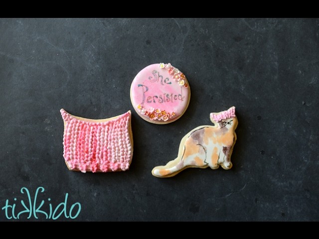 Feminist Pussy Hat Cat Sugar Cookies Tutorial