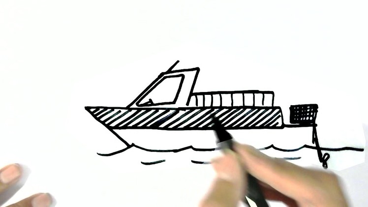 How to draw  a Motorboat- in easy steps for children. beginners