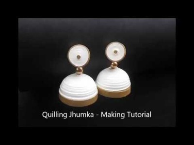 How to make a quilling paper earrings || quilling jhumka || easy earring making