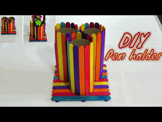 How to make Pen holder | DIY Popsicle stick pen holder | Popsicle stick Crafts | DIY