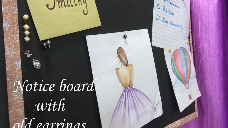 Notice board with old earrings | push pin board | PAN Handmade Cards