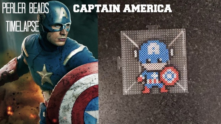 PERLER BEADS TIMELAPSE- CAPTAIN AMERICA