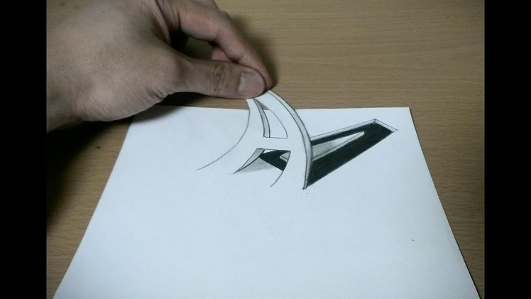 Trick Art Drawing 3D Tiny Floating Block Letters on paper.How to Draw A in 3D Anamorphic Illusion
