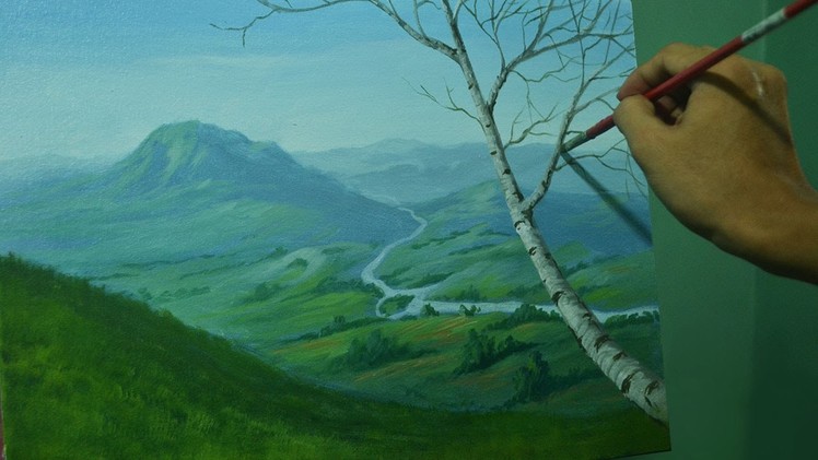 Acrylic Landscape Painting Lesson - Overlooking View by JM Lisondra