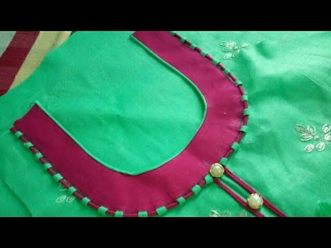 Dori&piping round neck design cutting and stitching in Hindi