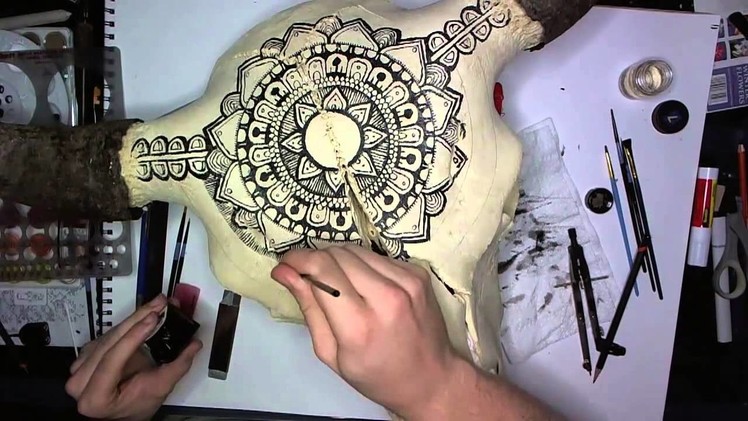 Drawing on a Bison Skull #2