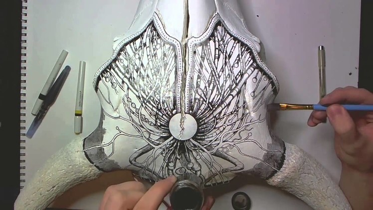 Drawing on a Bison Skull