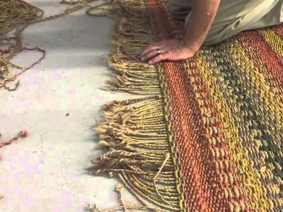 Fringe repair on a jute rug