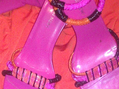 FUCHSIA & ORANGE RIBBON BANGLE WITH MATCHING SANDALS