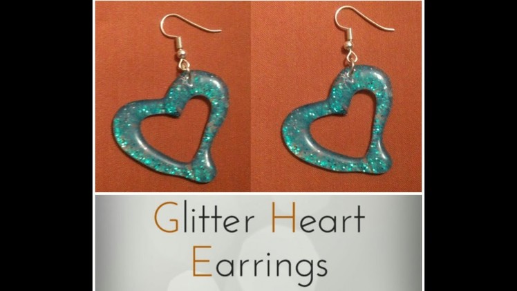 Glitter heart earrings.DIY.using hot glue gun