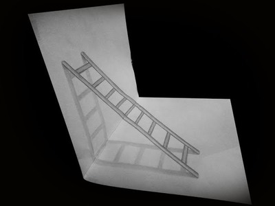 How to draw a 3D ladder optical illusion. Trick art for kids