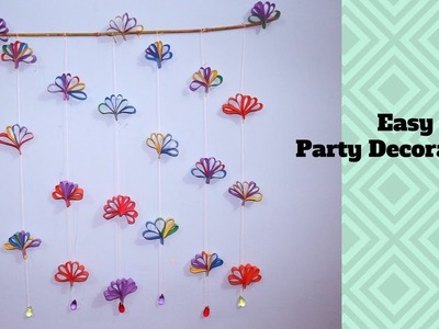 How to make a Hanging Paper Decoration - Easy Party Decorations on Budget - Paper Flowers Garland