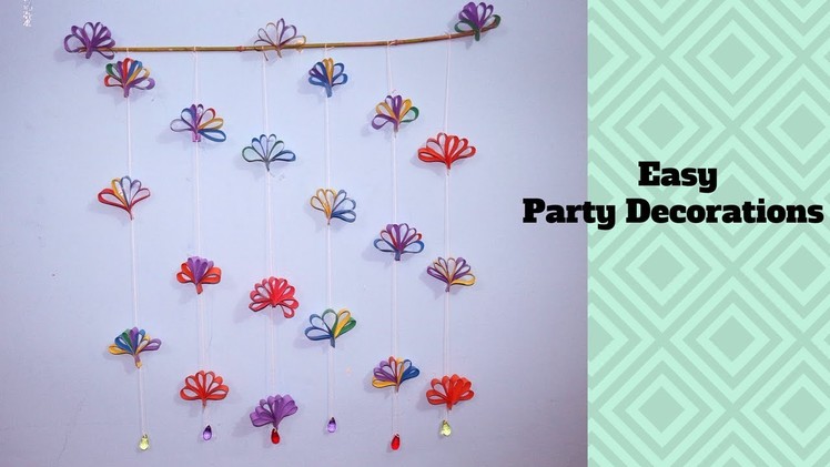 How to make a Hanging Paper Decoration - Easy Party Decorations on Budget - Paper Flowers Garland