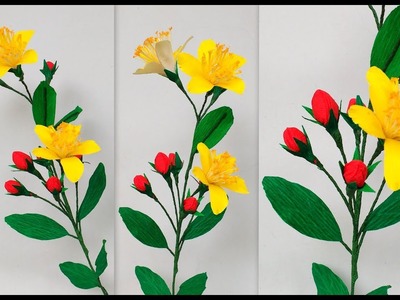 How to make Paper Flower St. Johns Wort \ Hypercium (flower # 178)
