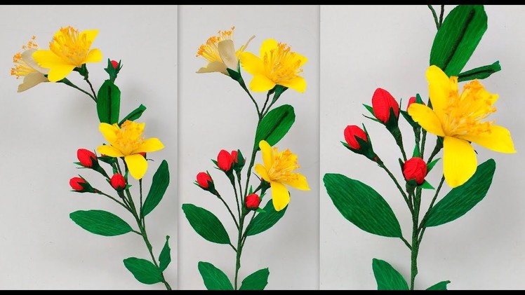 How to make Paper Flower St. Johns Wort \ Hypercium (flower # 178)